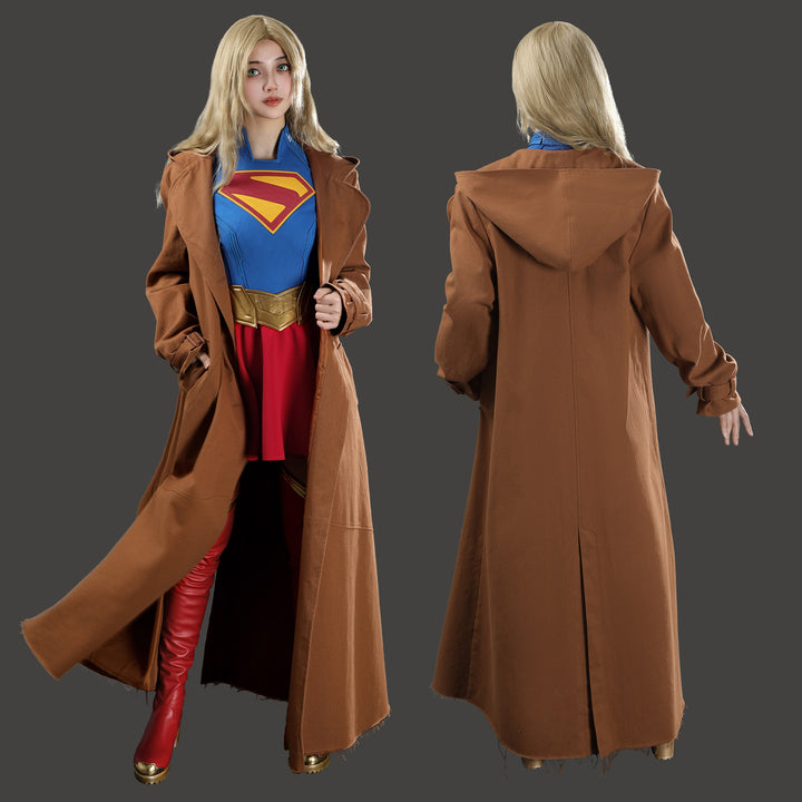 [ylevol] Comics Superhero Supergirl Superwoman Fullset with Coat Cosplay Costumes