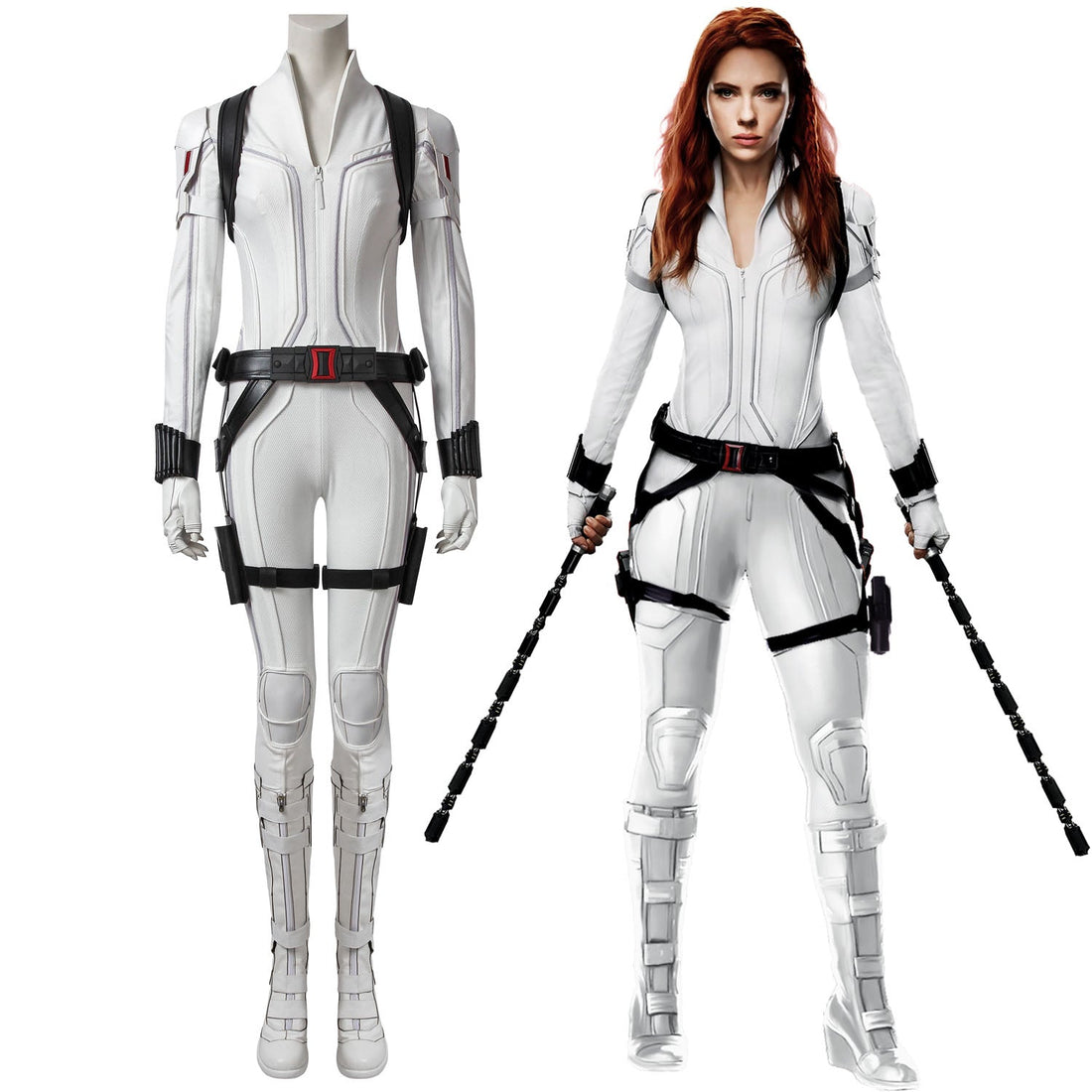[ylevol] Black Widow Natasha Romanoff White Suit Female Cosplay Costumes