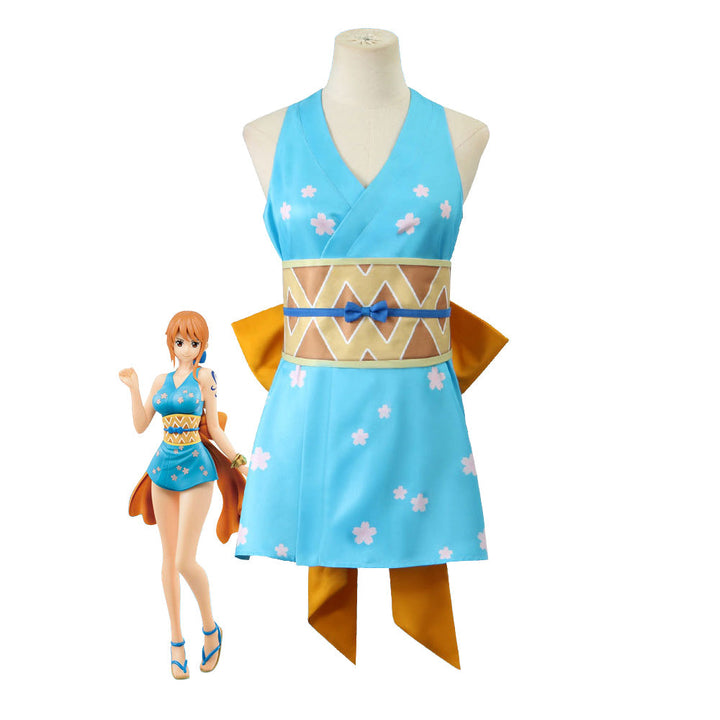 [ylevol] Anime Navigation Nami Kimono Blue Pajamas Fullset Cosplay Costumes