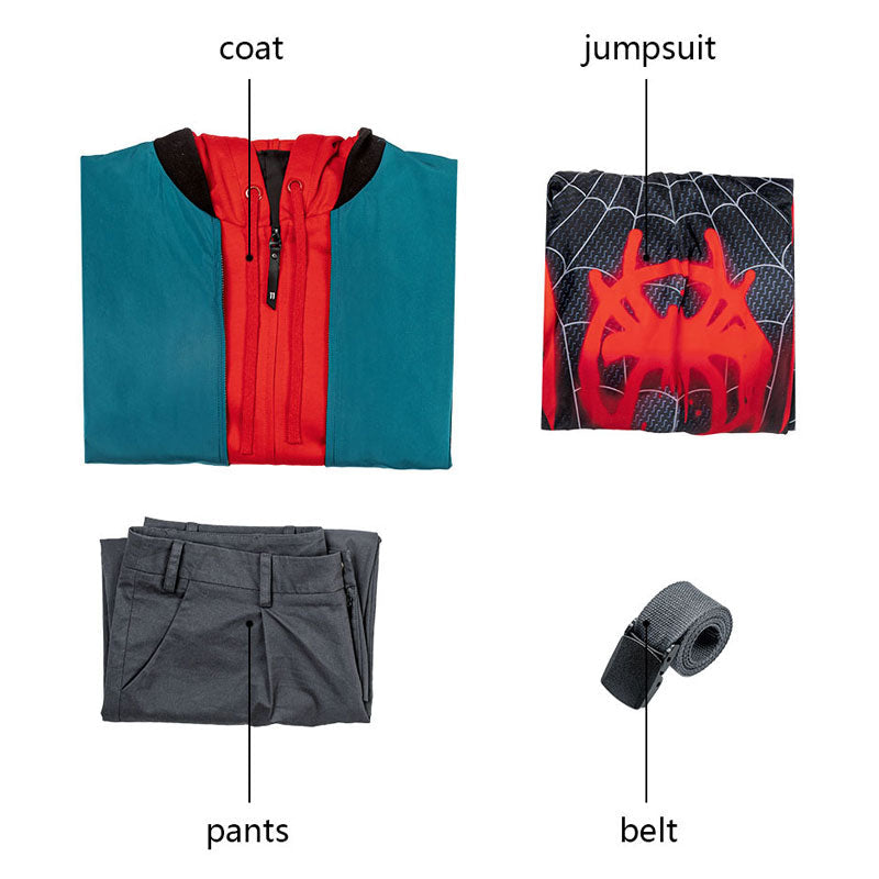 [ylevol] Spider-Man Into the Spider-Verse Miles Morales Jumpsuit with Coat Fullset Costumes