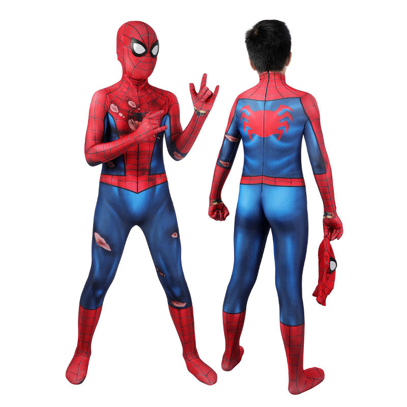 [ylevol] Spider-Man PS5 Classic Suit Damaged Kids Jumpsuit Cosplay Costumes