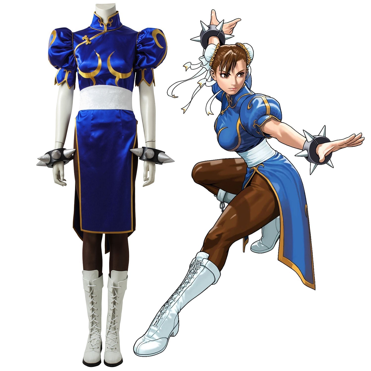 [ylevol] Street Fighter 5 Chun Li Blue Dress Female Cosplay Costumes