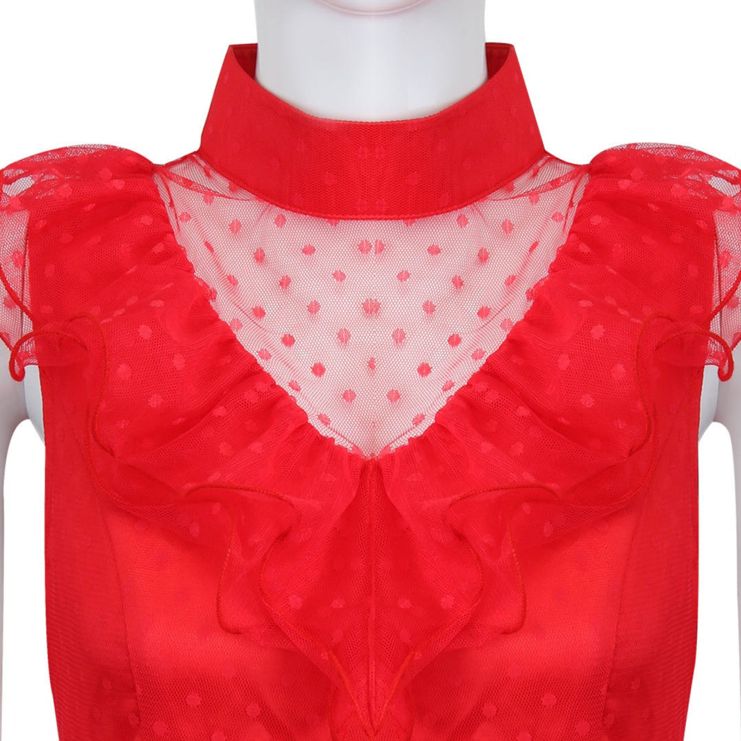 [ylevol] Beetle Juice Lydia Deetz Gilrs Red Wedding Dress Cosplay Costumes