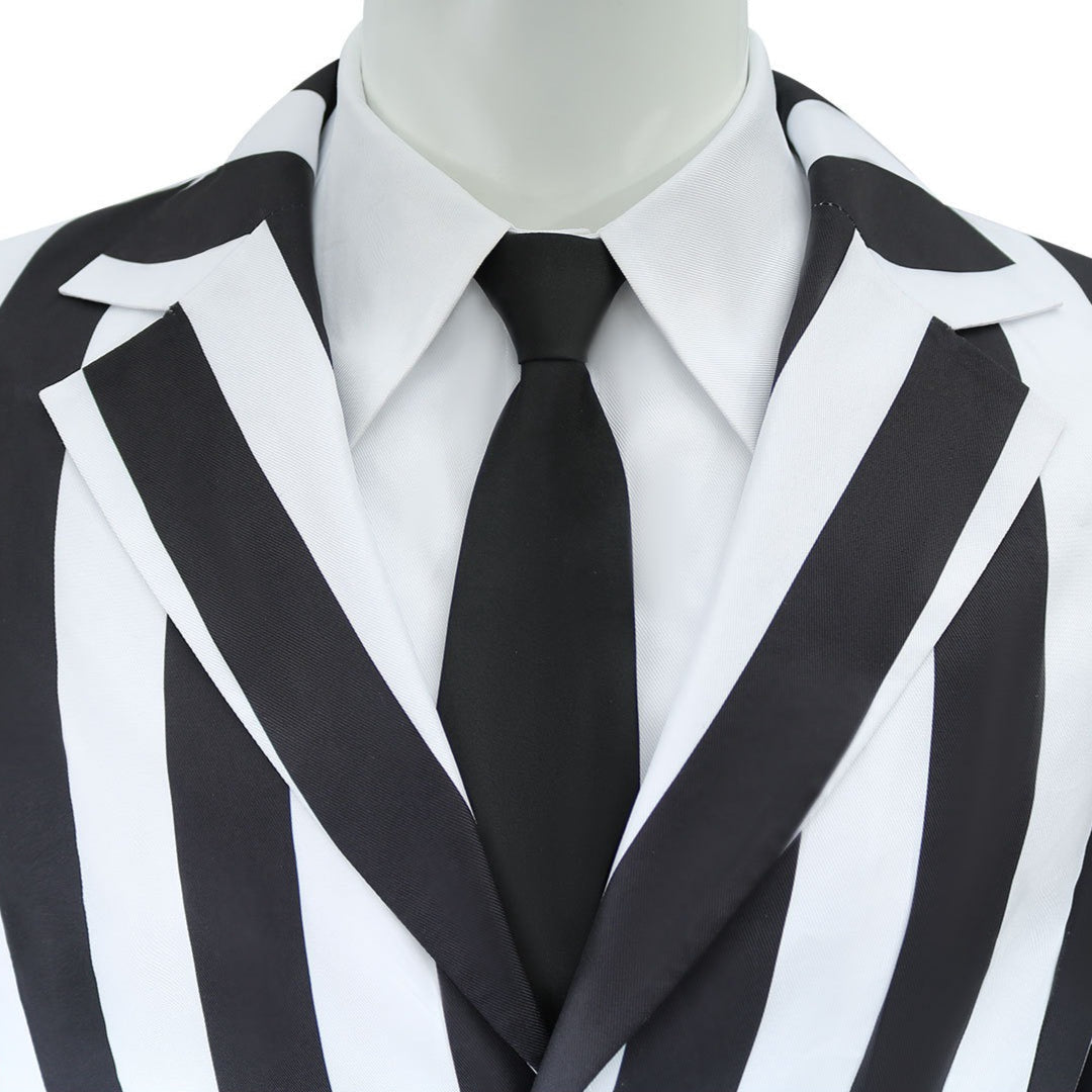 [ylevol] Beetle Juice Michael Keaton Stripe Suit Halloween Cosplay Costumes