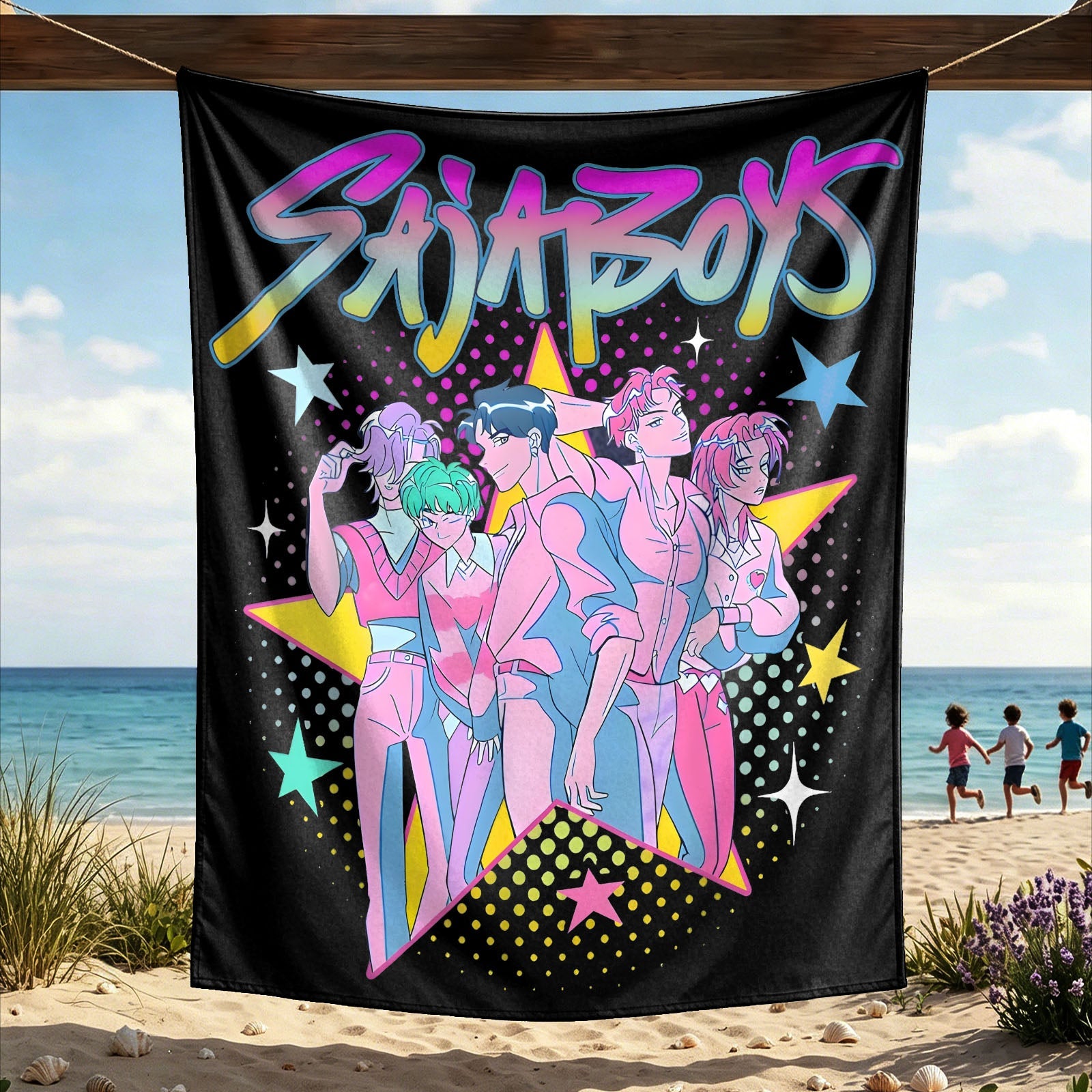 Kpop Demon Hunters Huntrix Saja Boys Wall Decor Tapestry for Home and Party