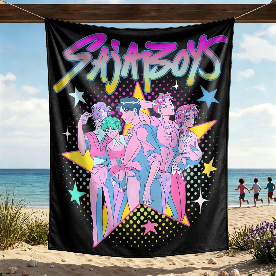 Kpop Demon Hunters Huntrix Saja Boys Wall Decor Tapestry for Home and Party