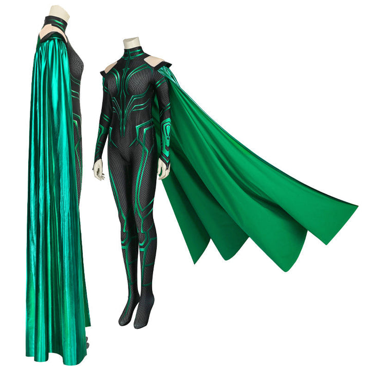 [ylevol] Thor 3 Ragnarok Trailer Hela Jumpsuit with Cloak Cosplay Costumes