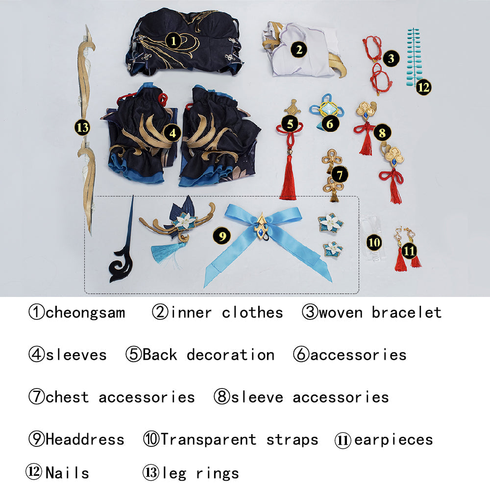 [ylevol] Genshin Impact Shenhe Frostflower Dew Qipao Cosplay Costumes