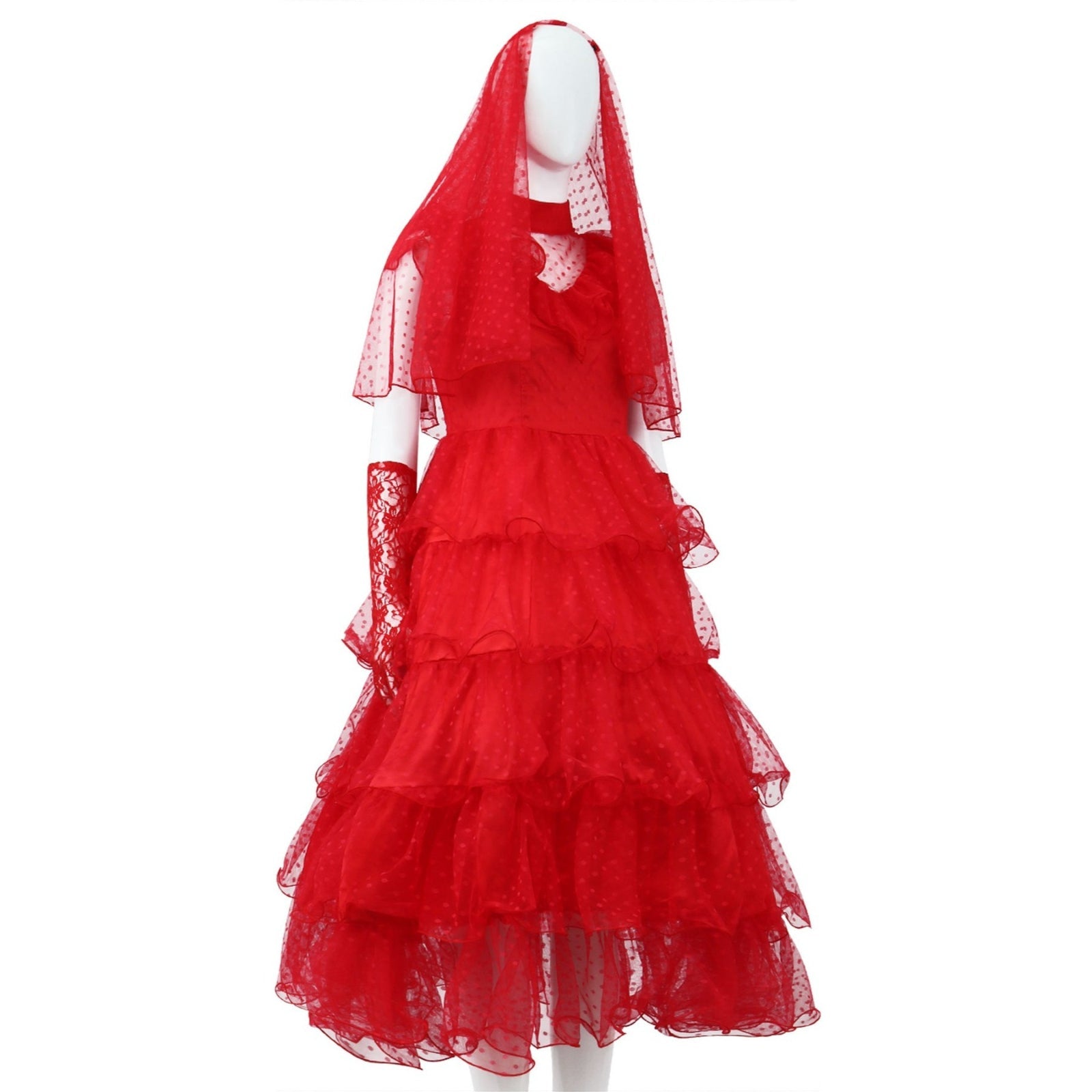 [ylevol] Beetle Juice Lydia Deetz Gilrs Red Wedding Dress Cosplay Costumes