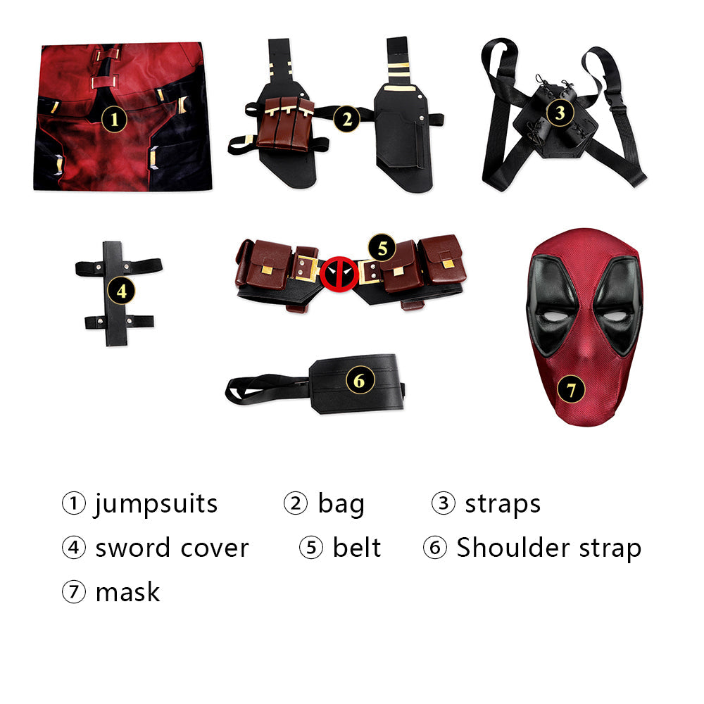 [ylevol] Deadpool 3 Wade Wilson Male Jumpsuit with Accessories Cosplay Costumes