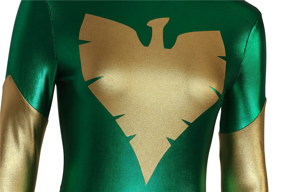 [ylevol] X-Men Green Phoenix Jean Grey Gold and Green Jumpsuit Cosplay Costumes