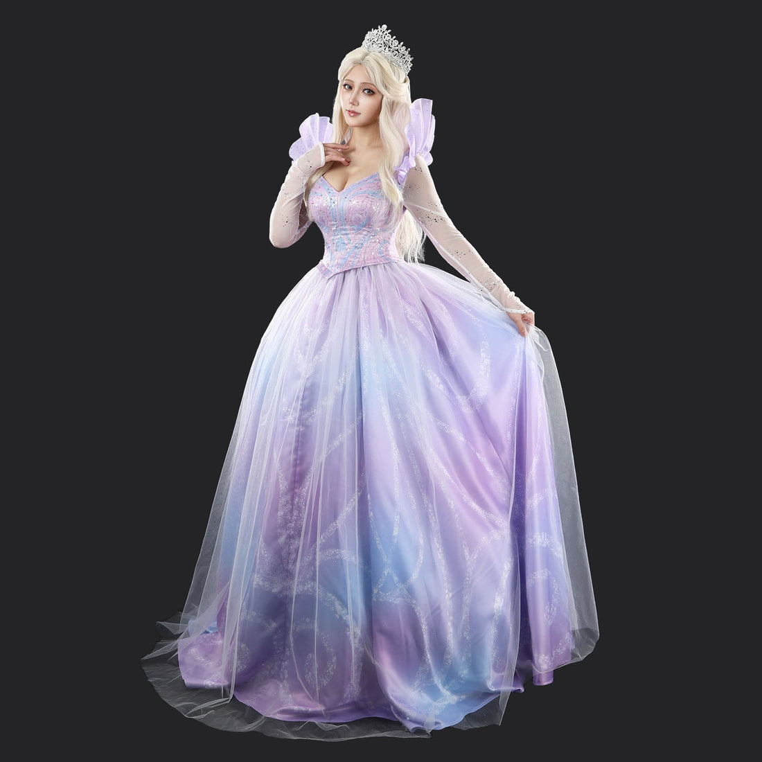 [ylevol] Wicked: For Good Part Two Galinda Dress with Crown Cosplay Costumes