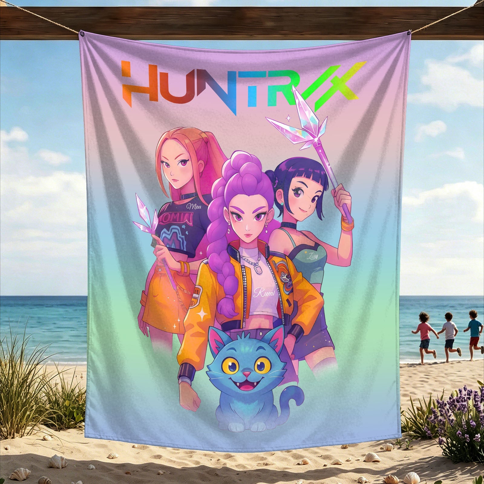 Kpop Demon Hunters Huntrix Saja Boys Wall Decor Tapestry for Home and Party
