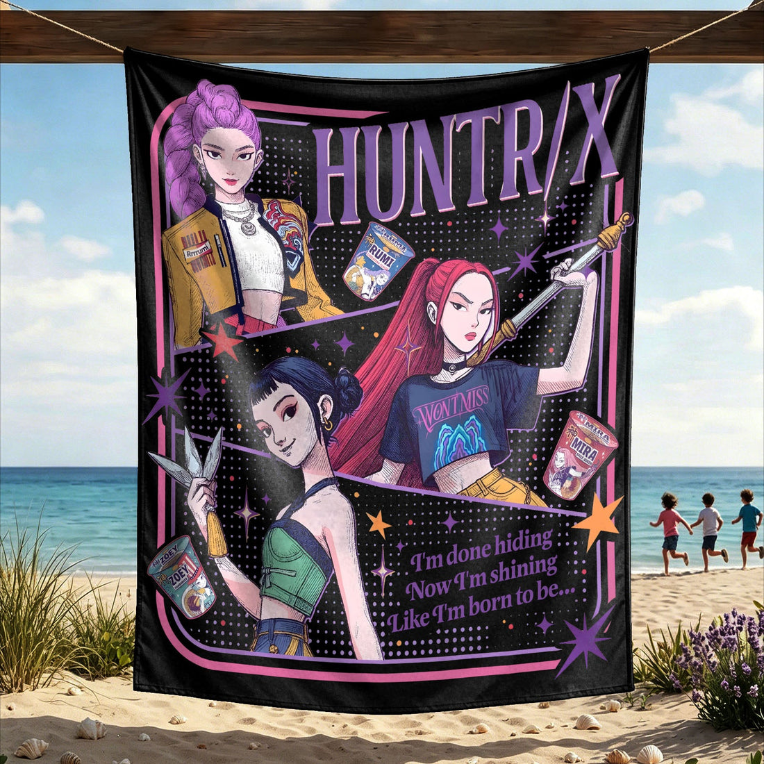 Kpop Demon Hunters Huntrix Saja Boys Wall Decor Tapestry for Home and Party