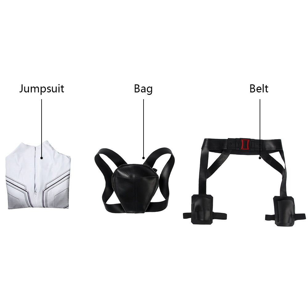 [ylevol] Black Widow Natasha Romanoff White Suit Jumpsuit with Accessories Cosplay Costumes