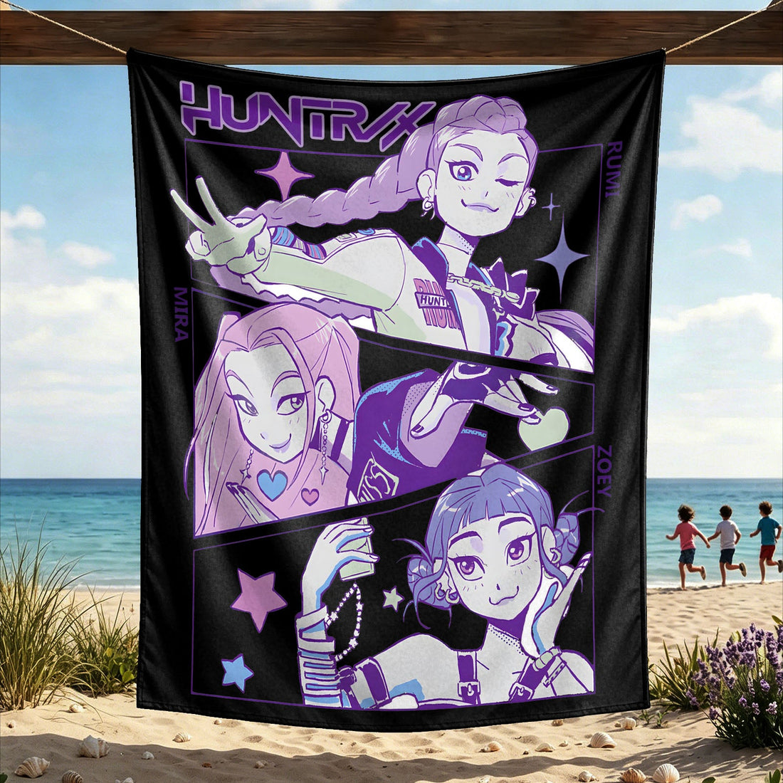 Kpop Demon Hunters Huntrix Saja Boys Wall Decor Tapestry for Home and Party
