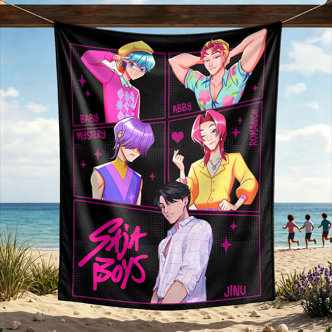 Kpop Demon Hunters Huntrix Saja Boys Wall Decor Tapestry for Home and Party
