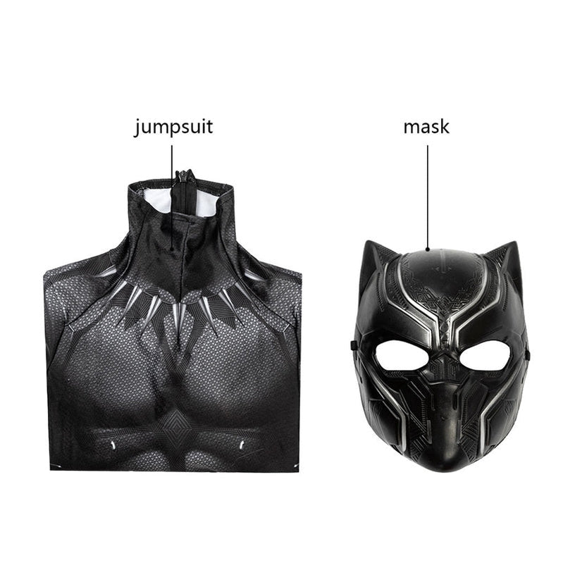 [ylevol] Captain America Civil War Black Panther Kids Jumpsuit with Mask Costume
