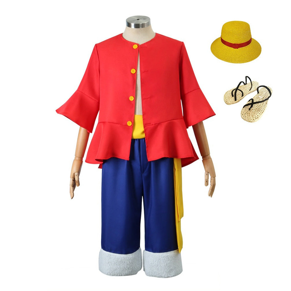 [ylevol] Anime Navigation Monkey D. Luffy Red Shirt Fullset Cosplay Costumes