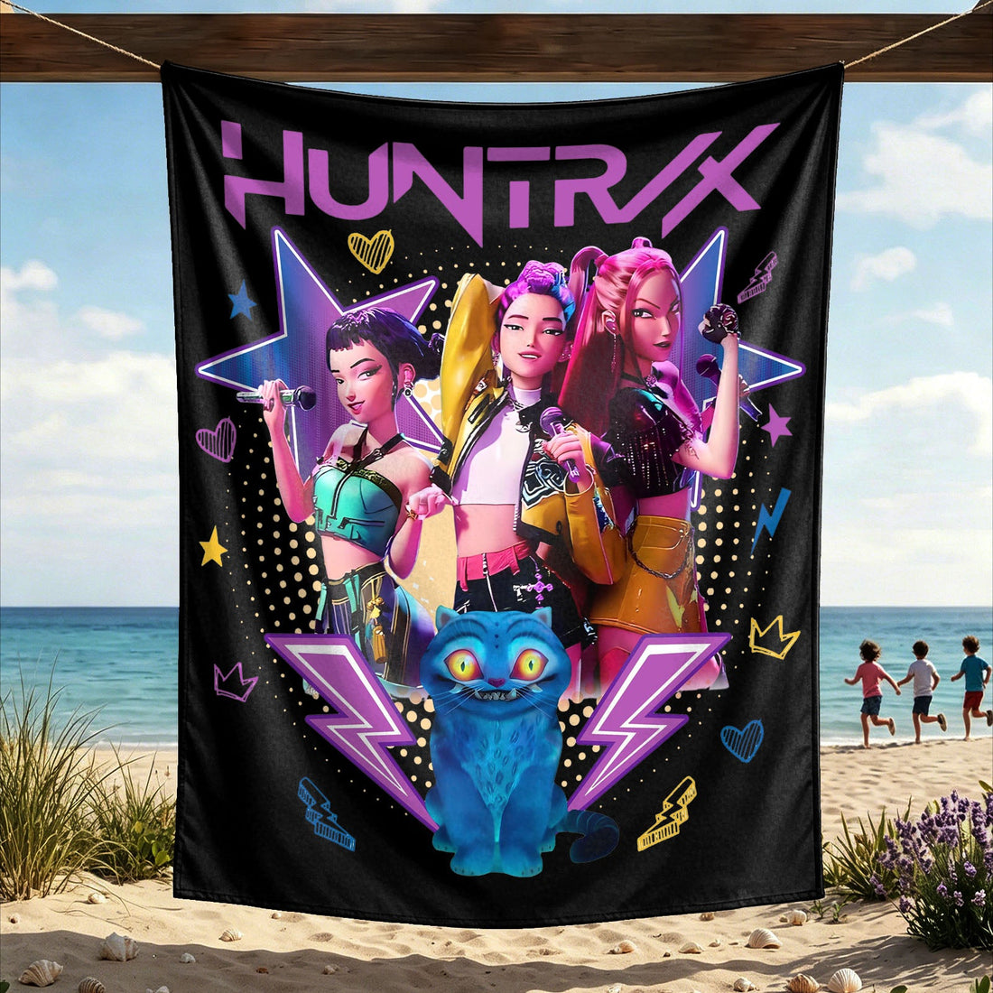 Kpop Demon Hunters Huntrix Saja Boys Wall Decor Tapestry for Home and Party