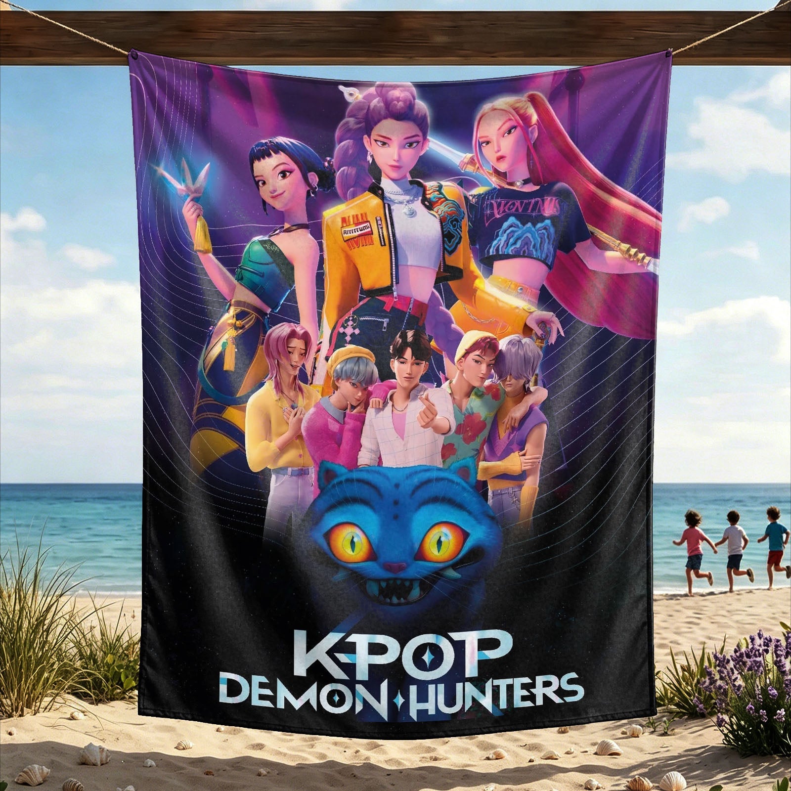 Kpop Demon Hunters Huntrix Saja Boys Wall Decor Tapestry for Home and Party