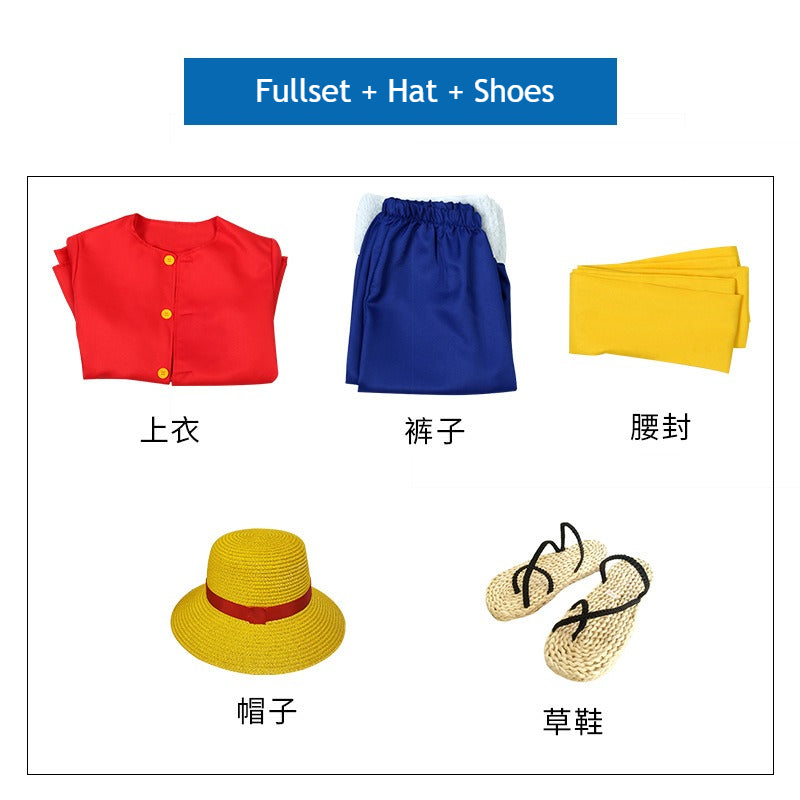 [ylevol] Anime Navigation Monkey D. Luffy Red Shirt Fullset Cosplay Costumes