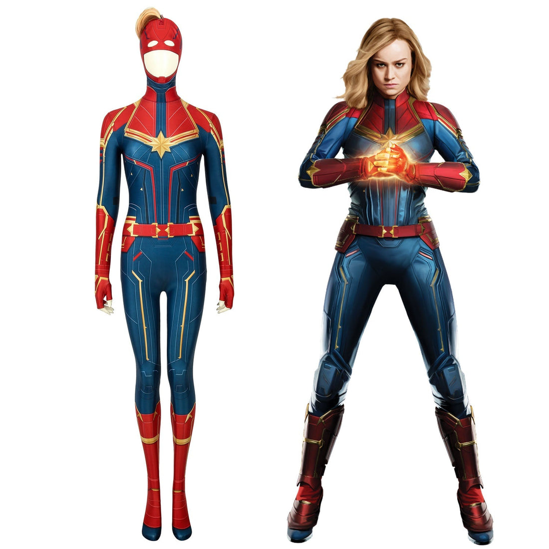 [ylevol] Captain Marvel Carol Danvers Female Jumpsuit with Headgear Costumes