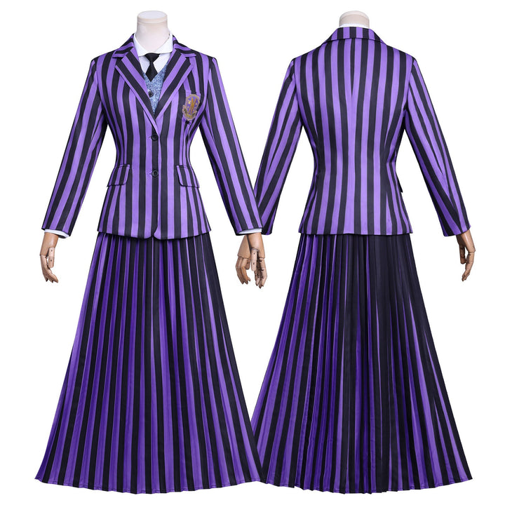 [ylevol] Wednesday 2 Addams Nevermore Academy Purple Uniform Adult Kids Costumes