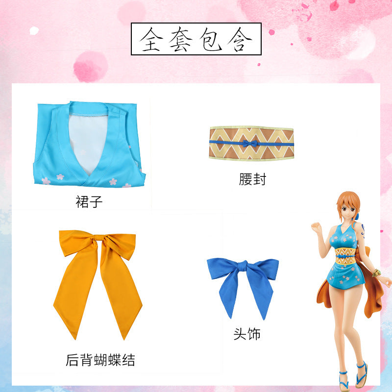 [ylevol] Anime Navigation Nami Kimono Blue Pajamas Fullset Cosplay Costumes