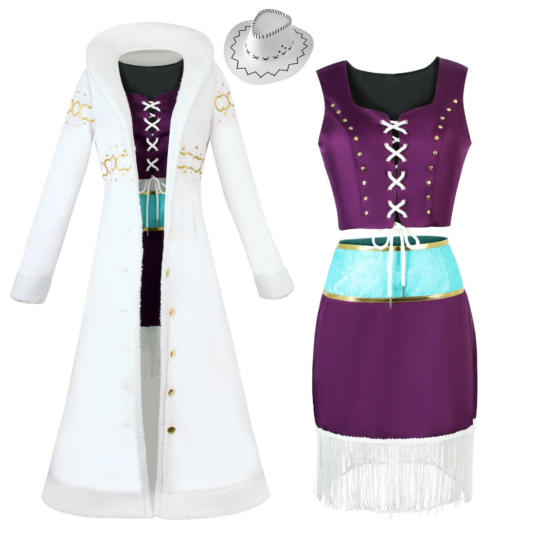 [ylevol] Anime Navigation Nico Robin Fur-collared Coat Cosplay Costumes