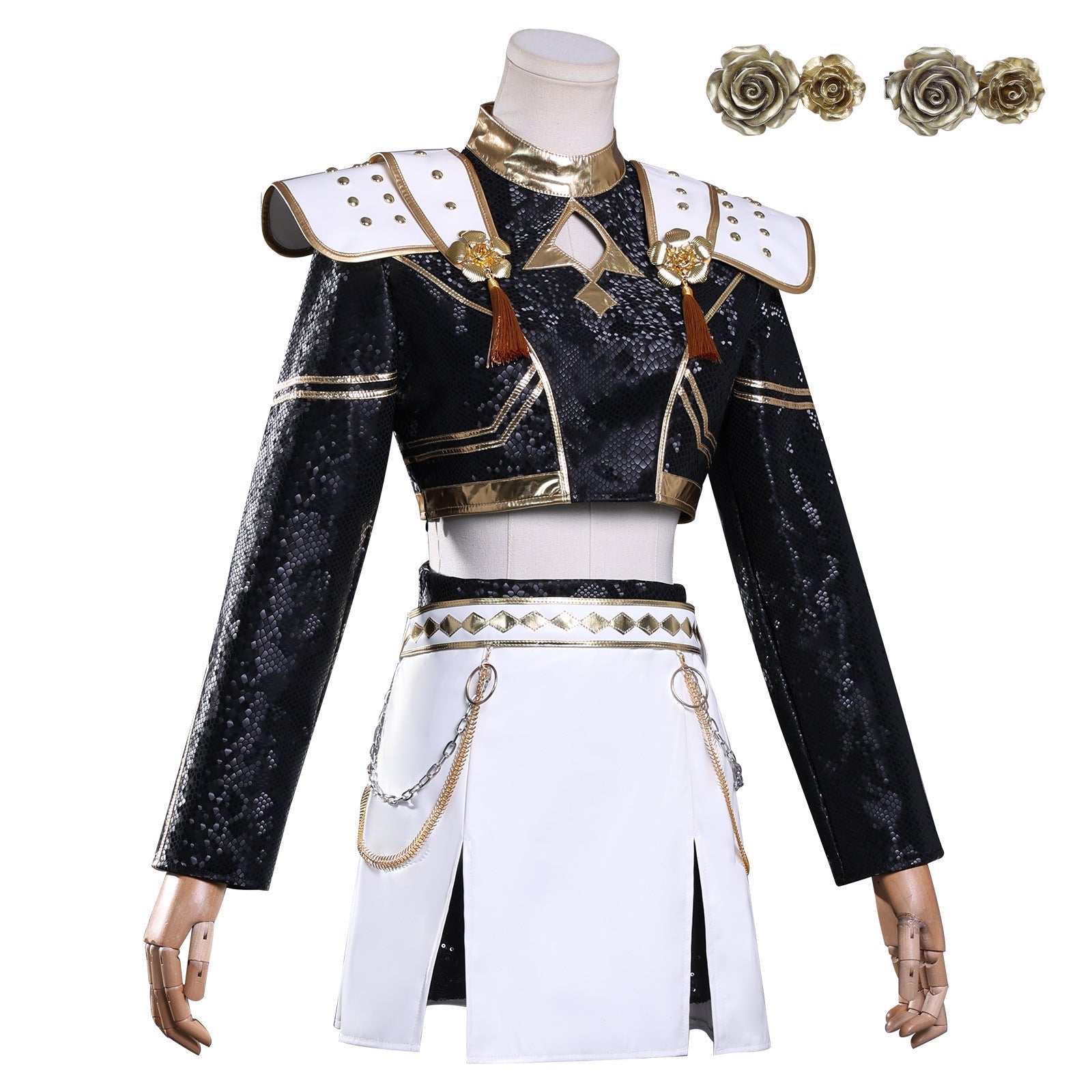 [ylevol] KPop Demon Hunters Zoey Black Gold Outfit Adult Kids Cosplay Costumes