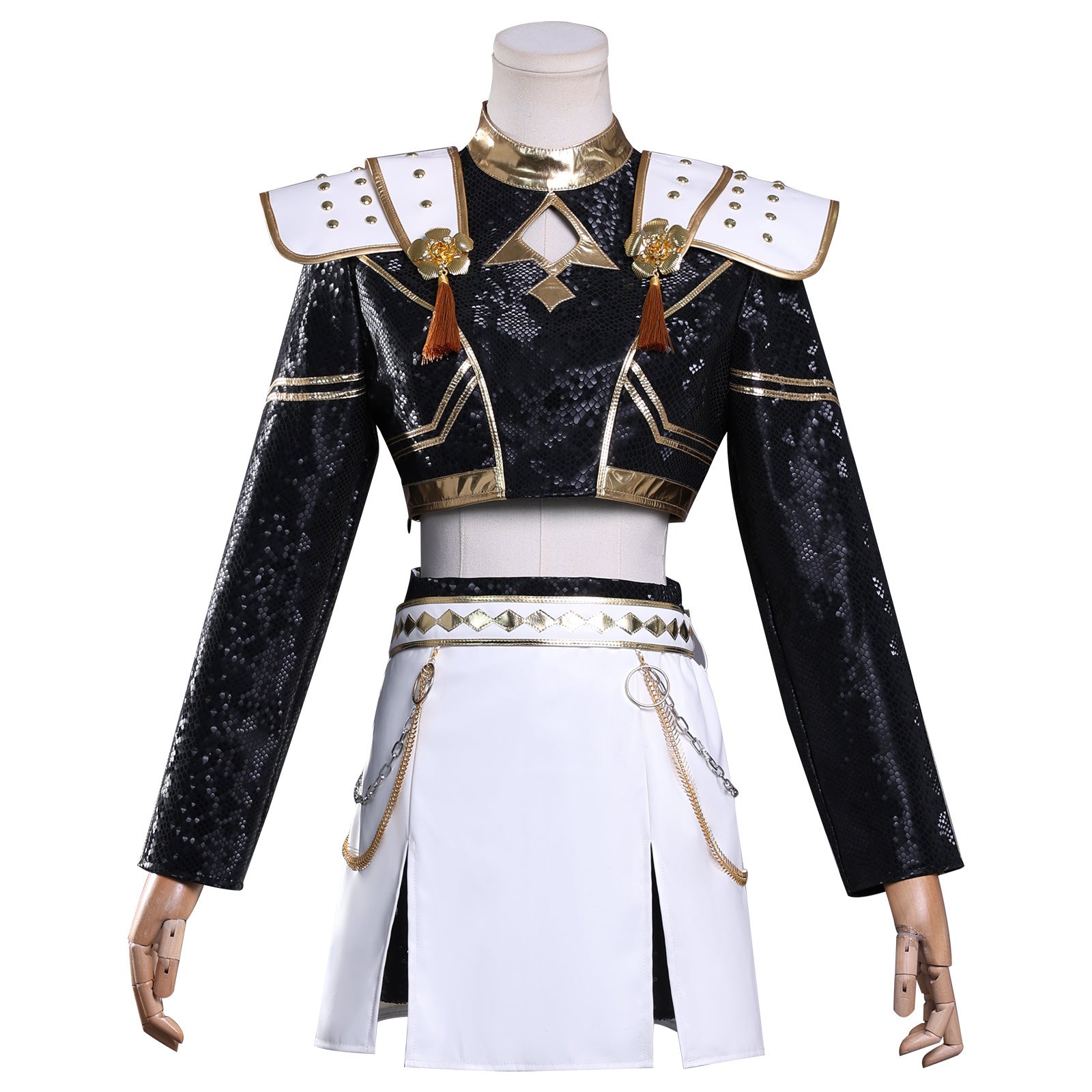 [ylevol] KPop Demon Hunters Zoey Black Gold Outfit Adult Kids Cosplay Costumes