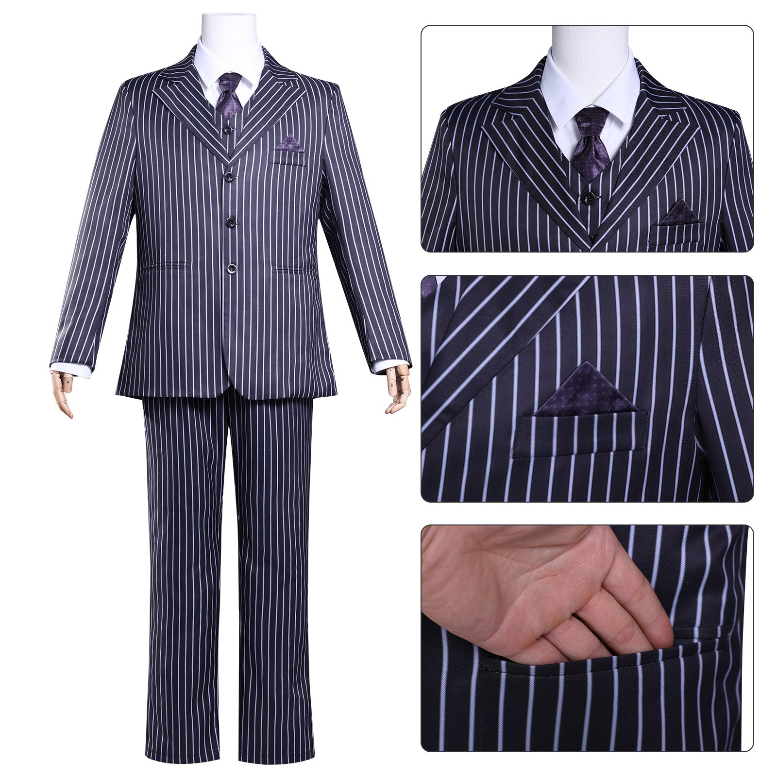 [ylevol] Wednesday 2 Gomez Addams Striped Suit Male Cosplay Costumes