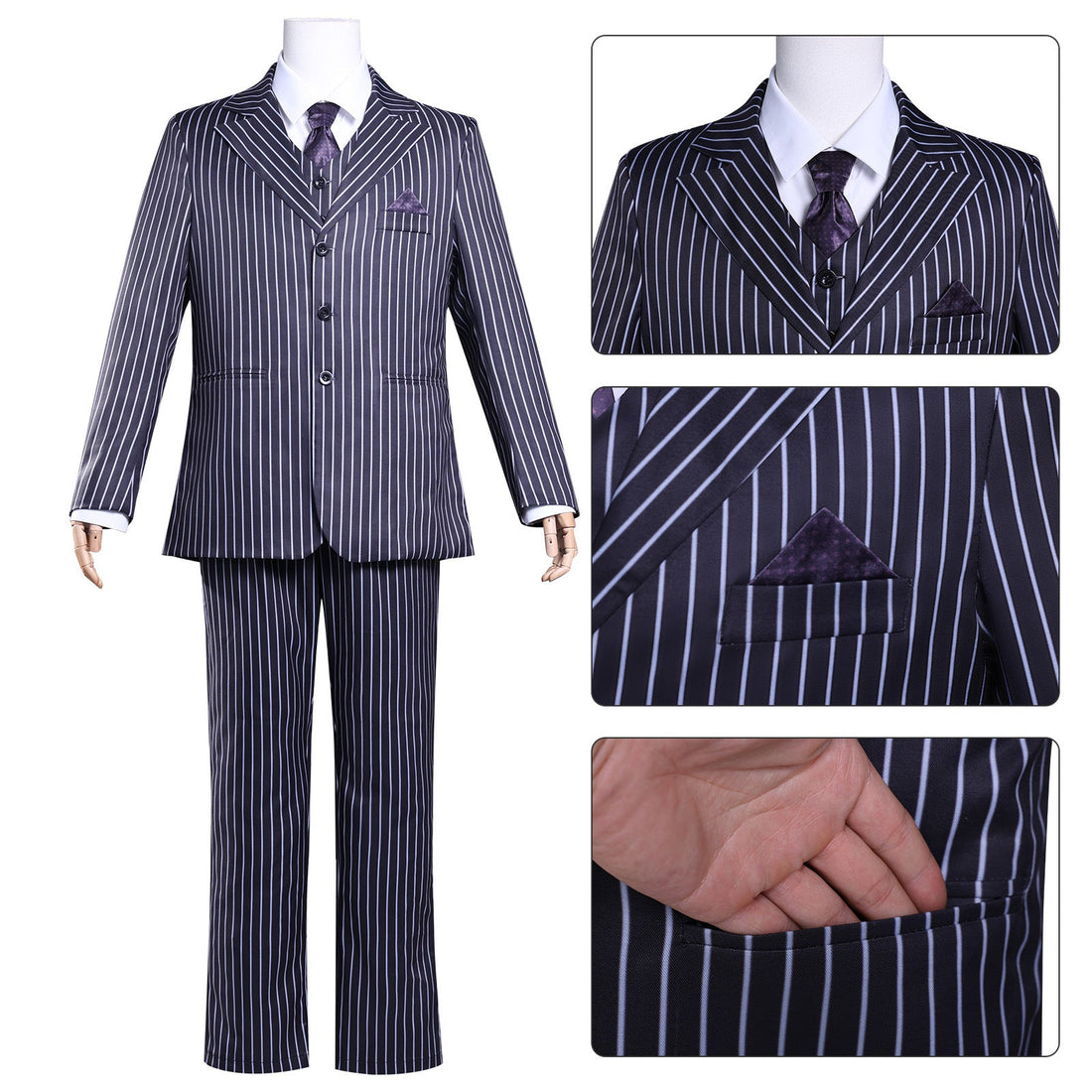 [ylevol] Wednesday 2 Gomez Addams Striped Suit Male Cosplay Costumes