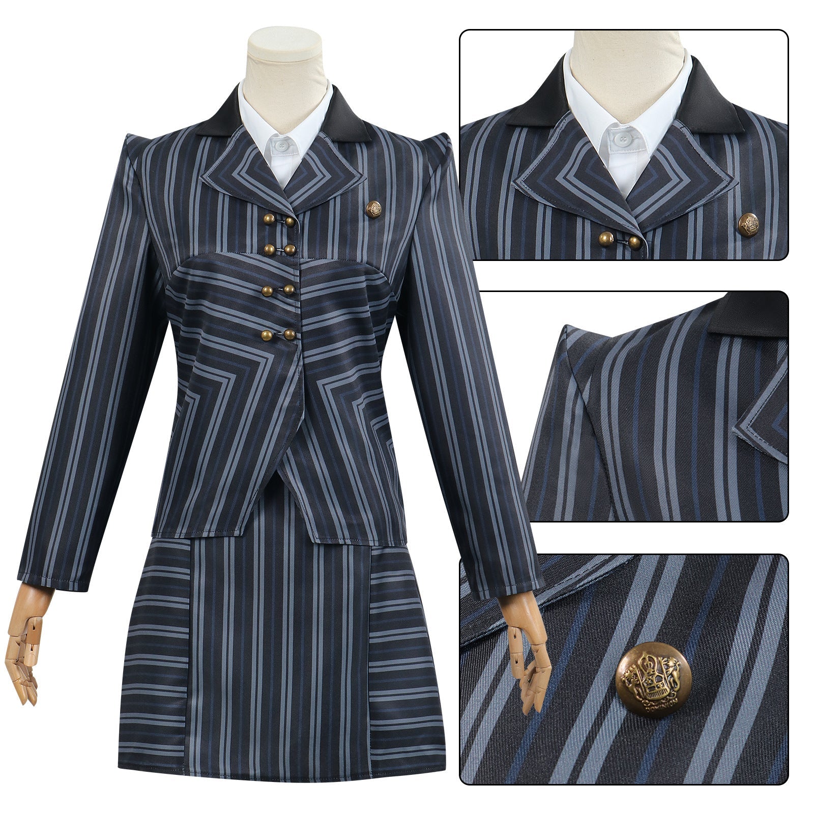 [ylevol] Wicked: For Good Witch Elphaba Black Stripe Suit Cosplay Costumes