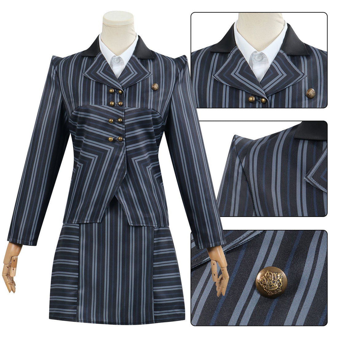 [ylevol] Wicked: For Good Witch Elphaba Black Stripe Suit Cosplay Costumes