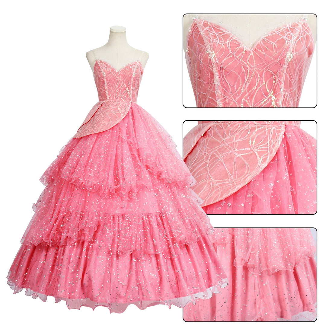 [ylevol] Wicked: For Good Witch Glinda Adult Pink Dress Cosplay Costumes