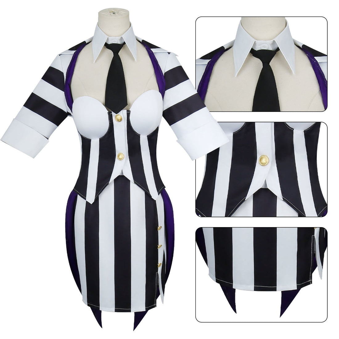 [ylevol] Beetle Juice Michael Keaton Stripe Suit Women Cosplay Costumes