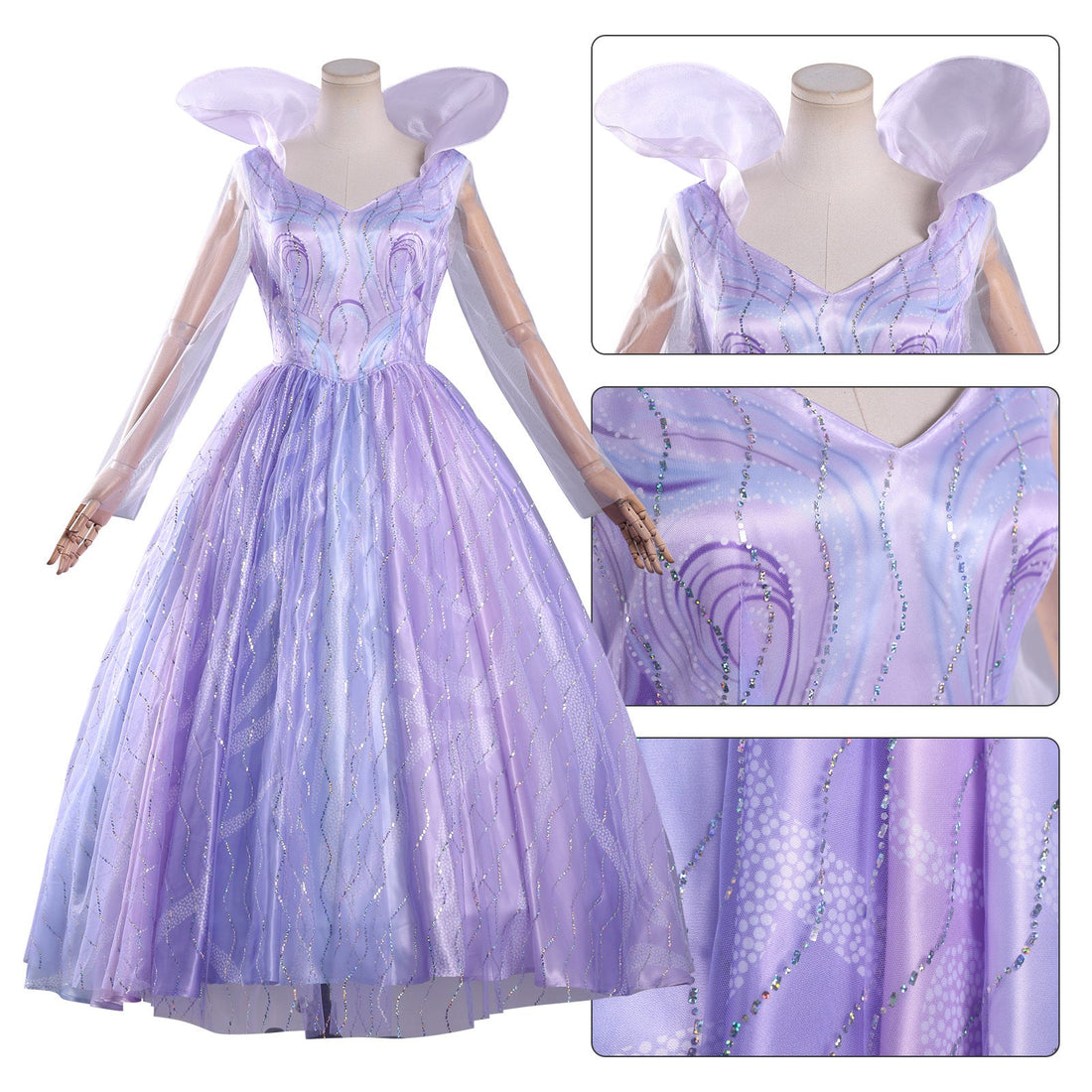 [ylevol] Wicked: For Good Glinda Purple Iridescent Dress Cosplay Costumes