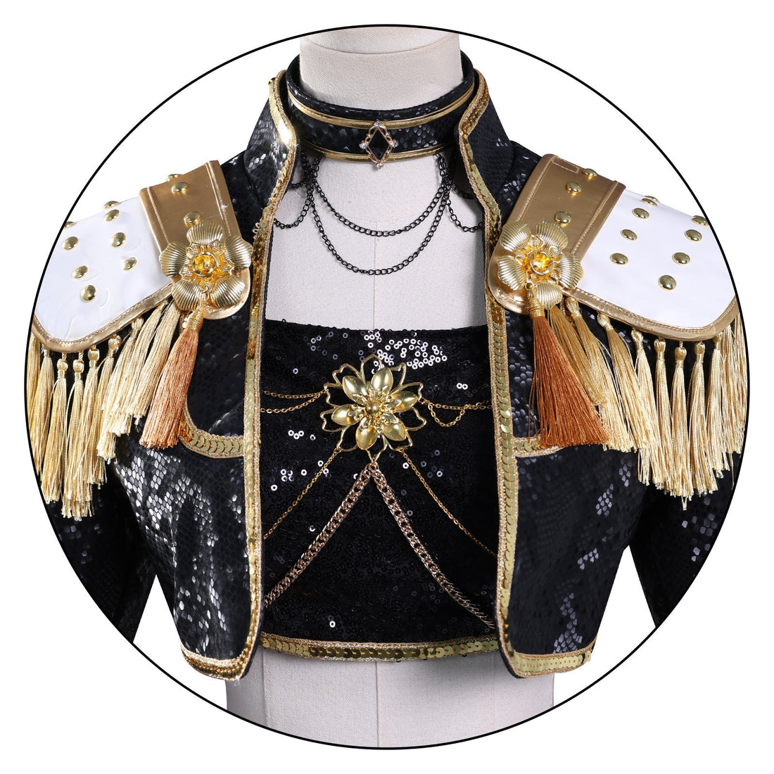 [ylevol] KPop Demon Hunters Mira Black Gold Outfit Adult Kids Cosplay Costumes