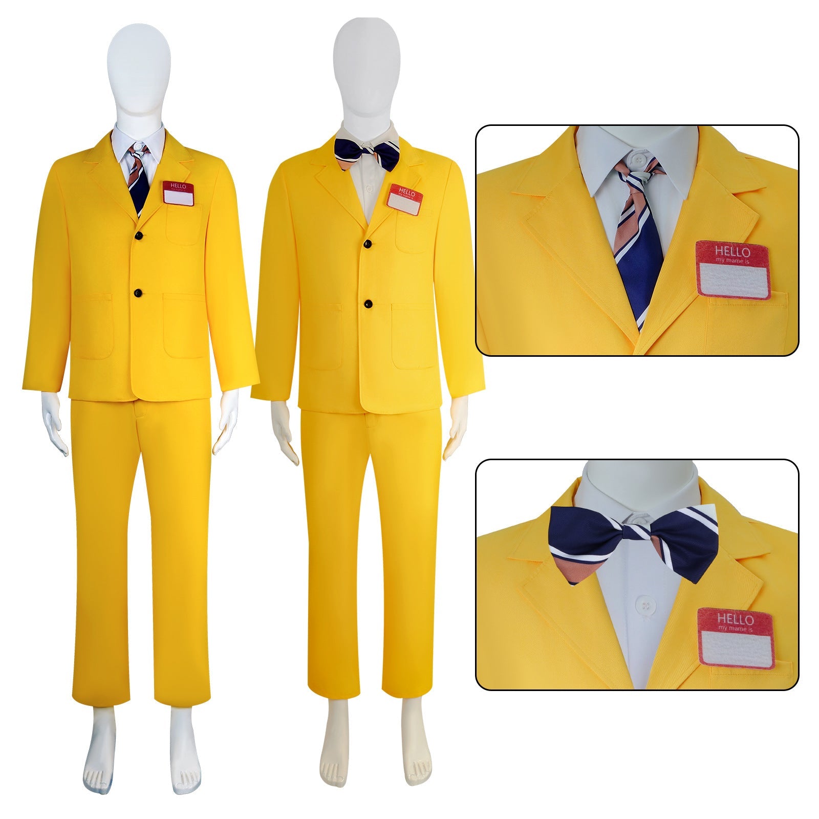 [ylevol] Beetle Juice Shrunken Head Bob Yellow Suit Halloween Cosplay Costumes