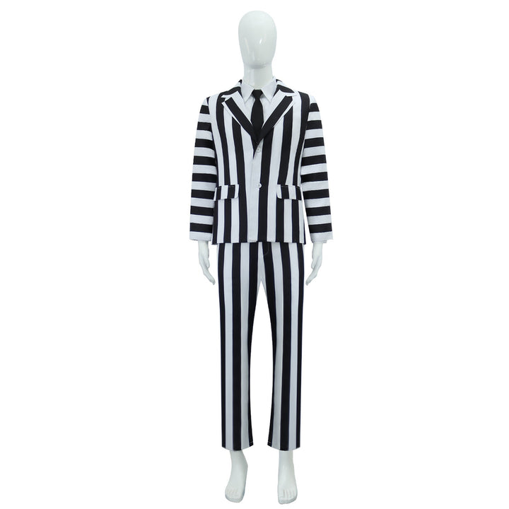 [ylevol] Beetle Juice Michael Keaton Stripe Suit Halloween Cosplay Costumes