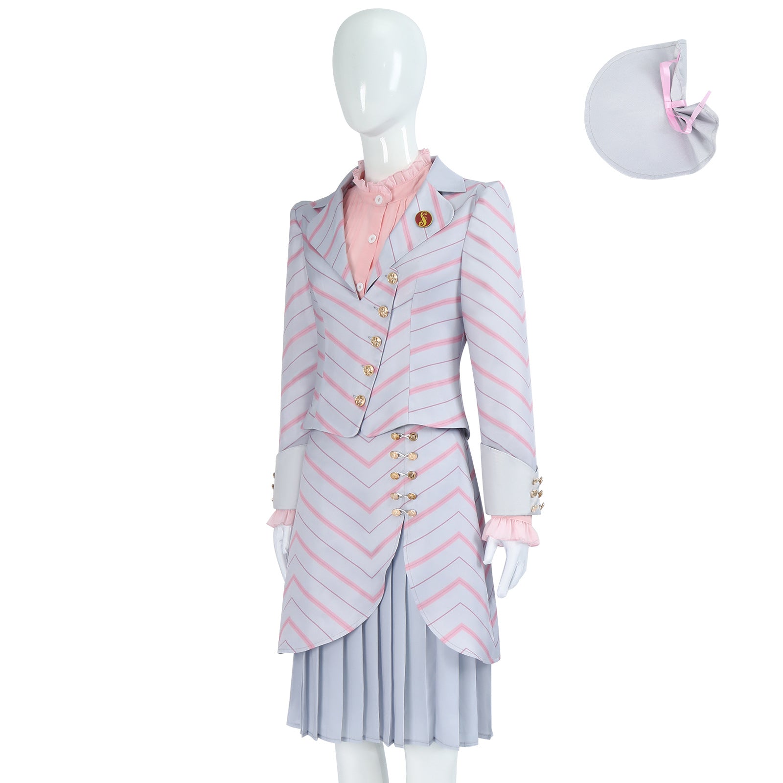 [ylevol] Wicked: For Good Witch Glinda Pink Stripe Suit Cosplay Costumes