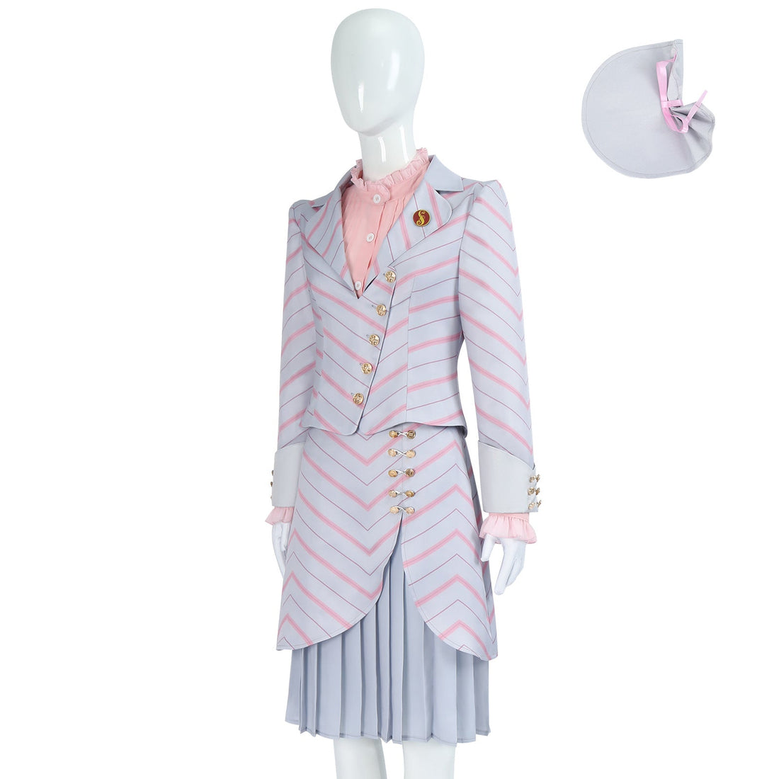 [ylevol] Wicked: For Good Witch Glinda Pink Stripe Suit Cosplay Costumes