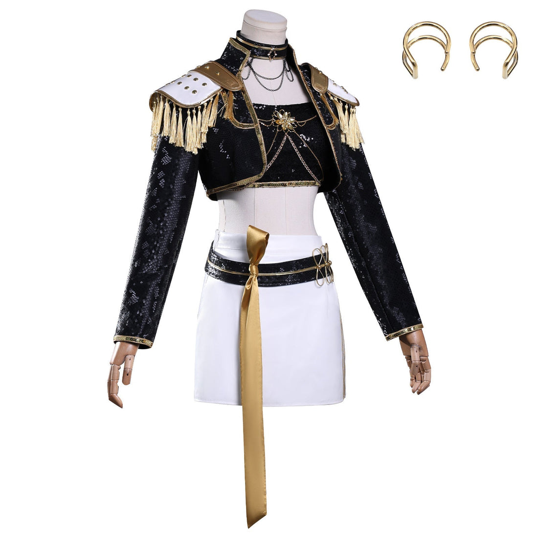 [ylevol] KPop Demon Hunters Mira Black Gold Outfit Adult Kids Cosplay Costumes