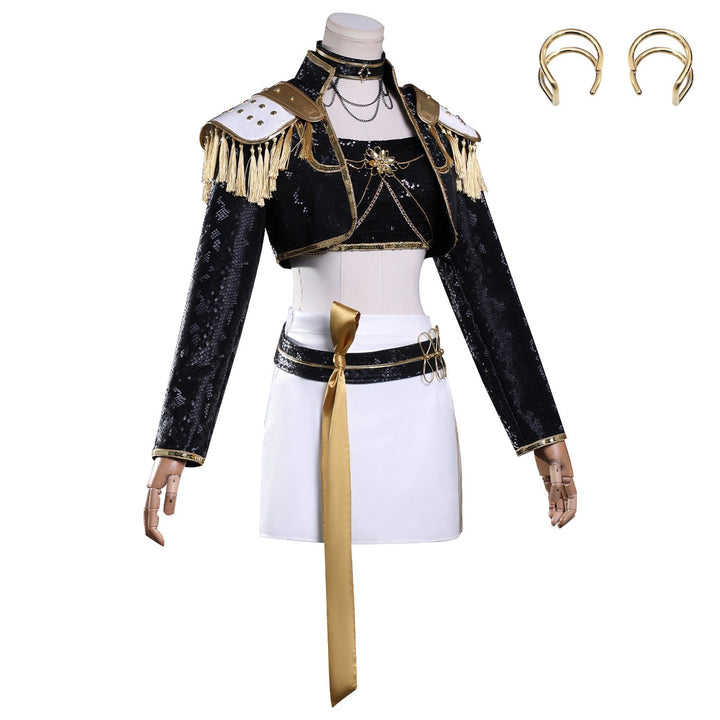 [ylevol] KPop Demon Hunters Mira Black Gold Outfit Adult Kids Cosplay Costumes