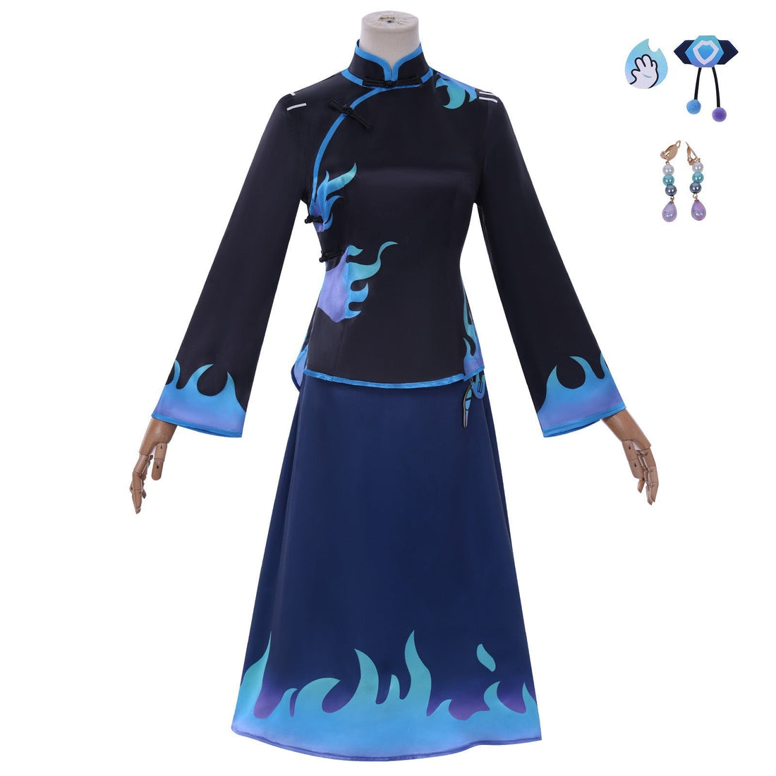 [ylevol] Identity V Antiquarian Qi Shiyi Blue Flame Cheongsam Cosplay Costumes