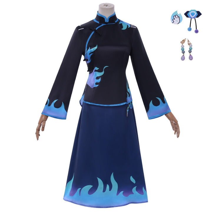 [ylevol] Identity V Antiquarian Qi Shiyi Blue Flame Cheongsam Cosplay Costumes