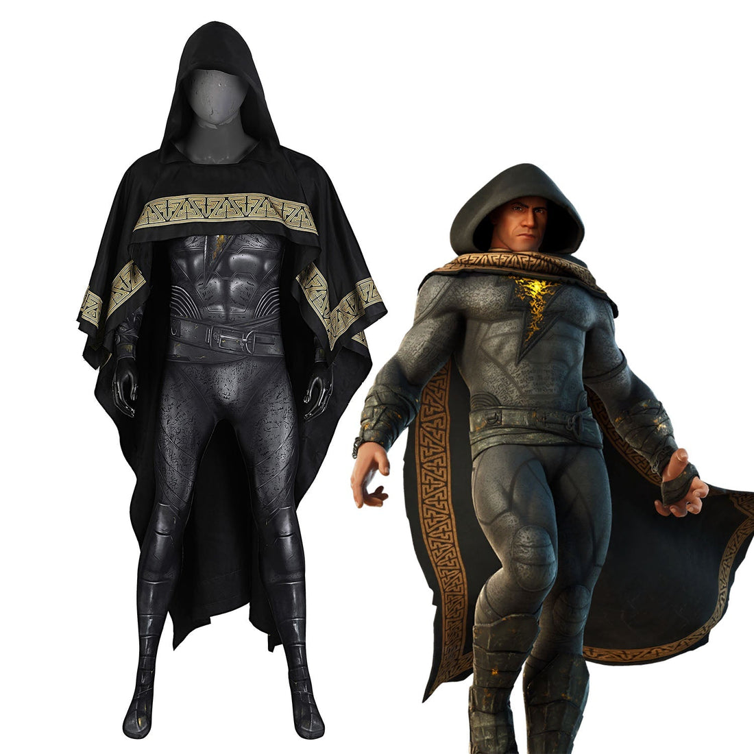 [ylevol] Comics Black Adam Male Jumpsuit with Hooded Cloak Costumes