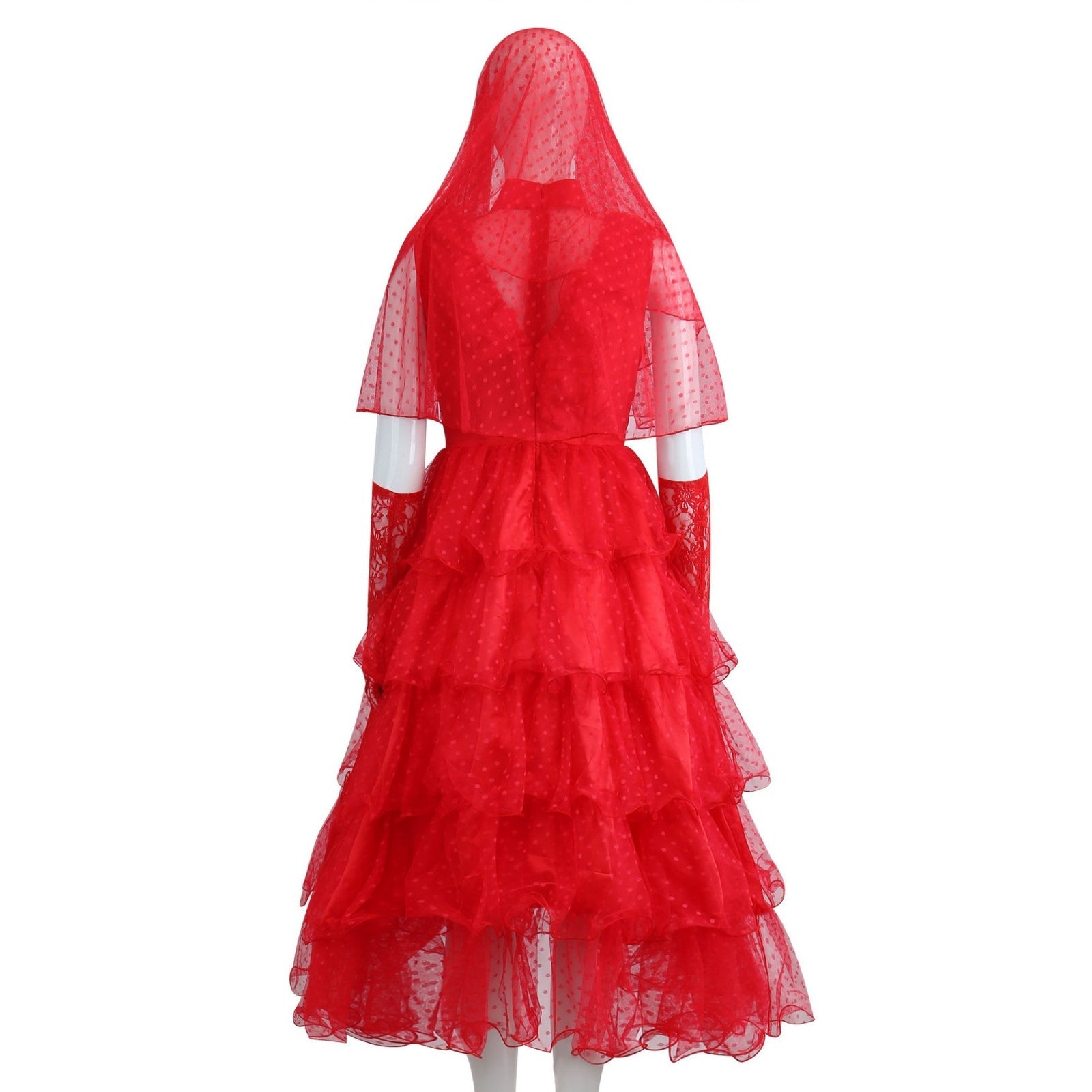 [ylevol] Beetle Juice Lydia Deetz Gilrs Red Wedding Dress Cosplay Costumes